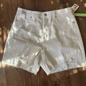Tinseltown Juniors' Distressed Denim Relaxed Shorts SZ13 White Stretch